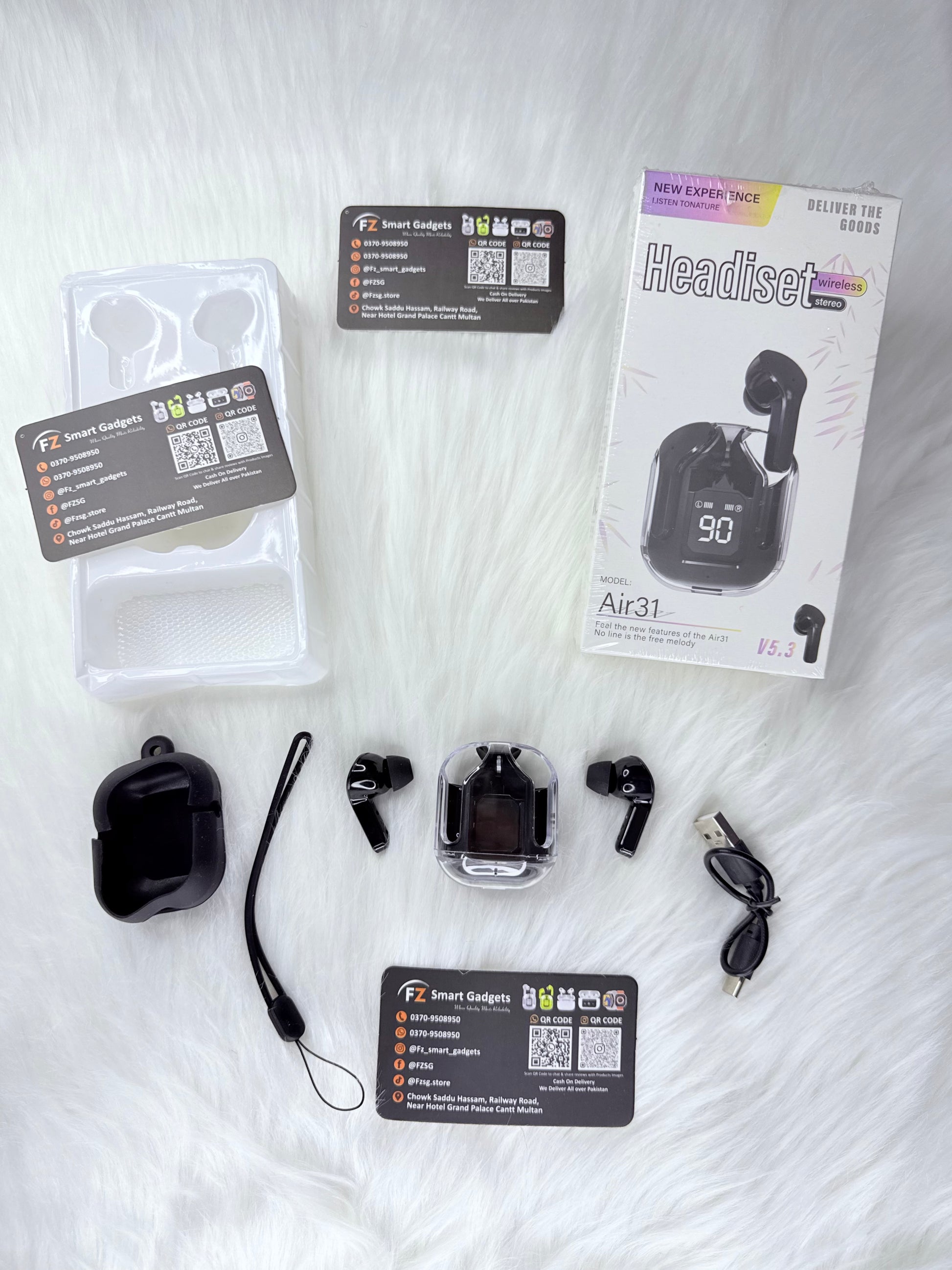 Air31 Black Noise-Cancelling Earbuds | Premium Sound Quality & Bass in Pakistan  
